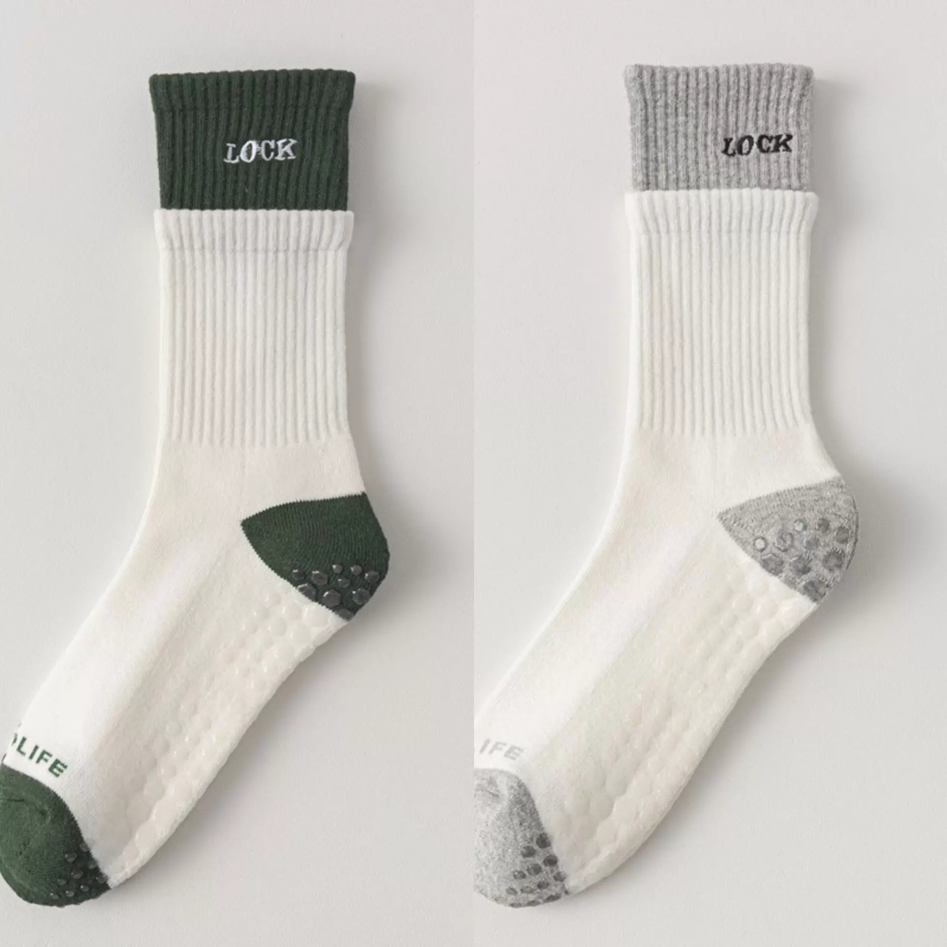 Findszx | Women’s Cushioned Mid-Calf Cotton Yoga Socks with Grip for Pilates & Indoor Fitness