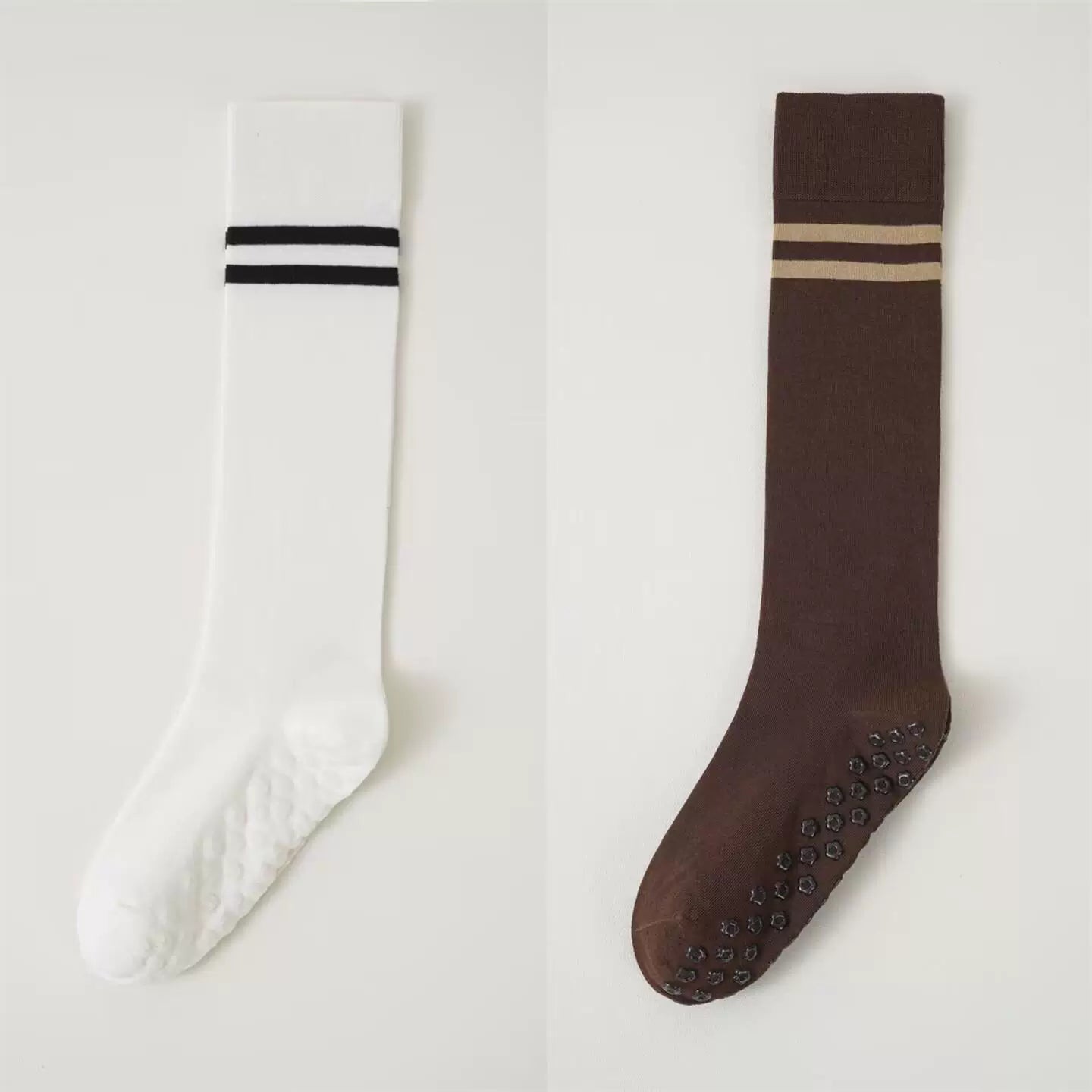 Findszx | Women’s Striped Long-Calf Yoga Socks with Grip for Pilates & Indoor Training