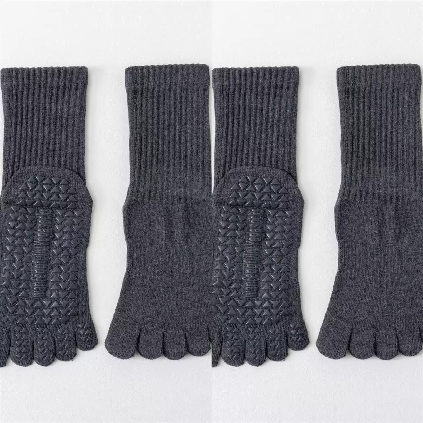 Findszx | Women’s Solid Color Mid-Calf Five-Toe Yoga Socks with Grip for Pilates & Indoor Fitness