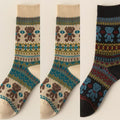 Findszx | Double-Knit Mid-Calf Cotton Socks for Women, Reversible Style, Autumn & Winter Everyday Wear
