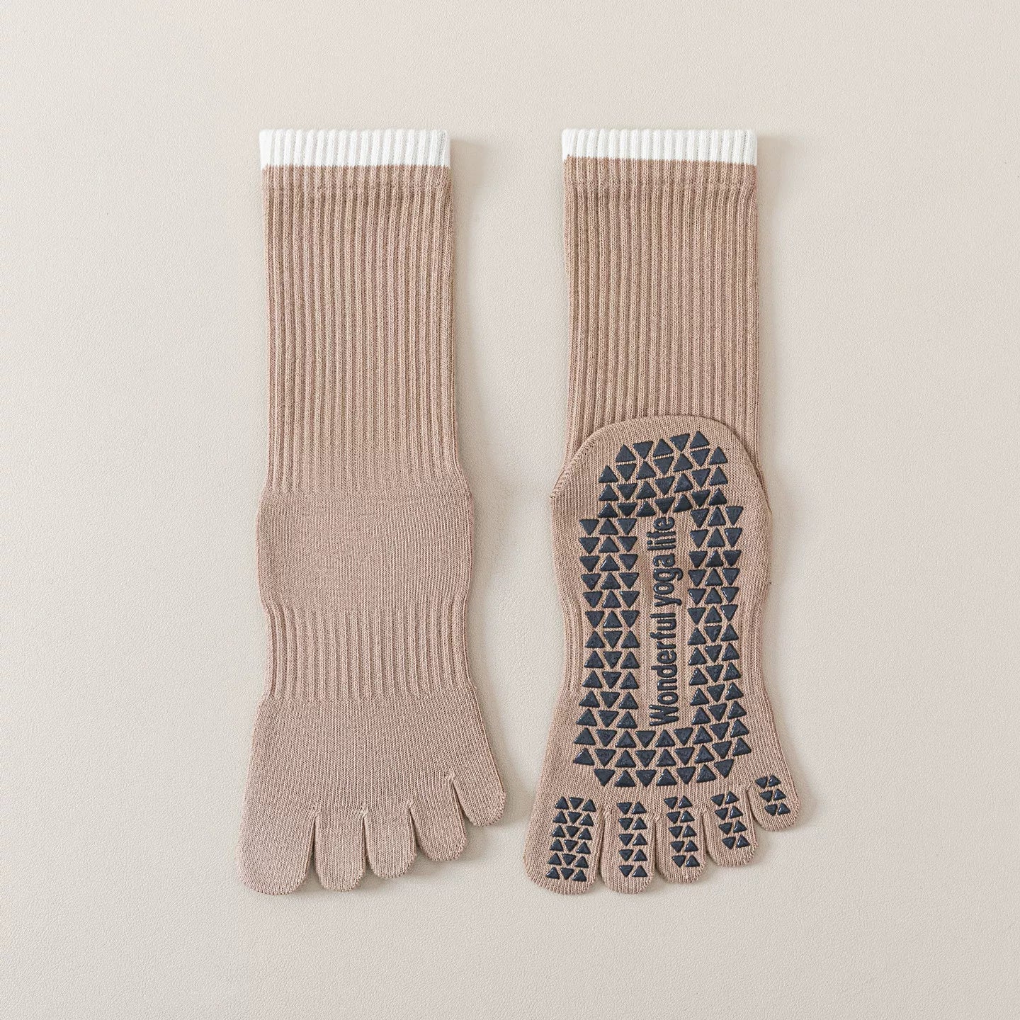 Findszx | Women’s Striped Five-Toe Yoga Socks with Grip for Pilates, Dance & Indoor Fitness