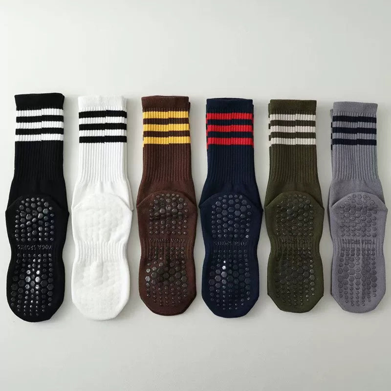 Findszx | Women’s Striped Mid-Calf Yoga Socks with Grip for Pilates, Barre & Indoor Training