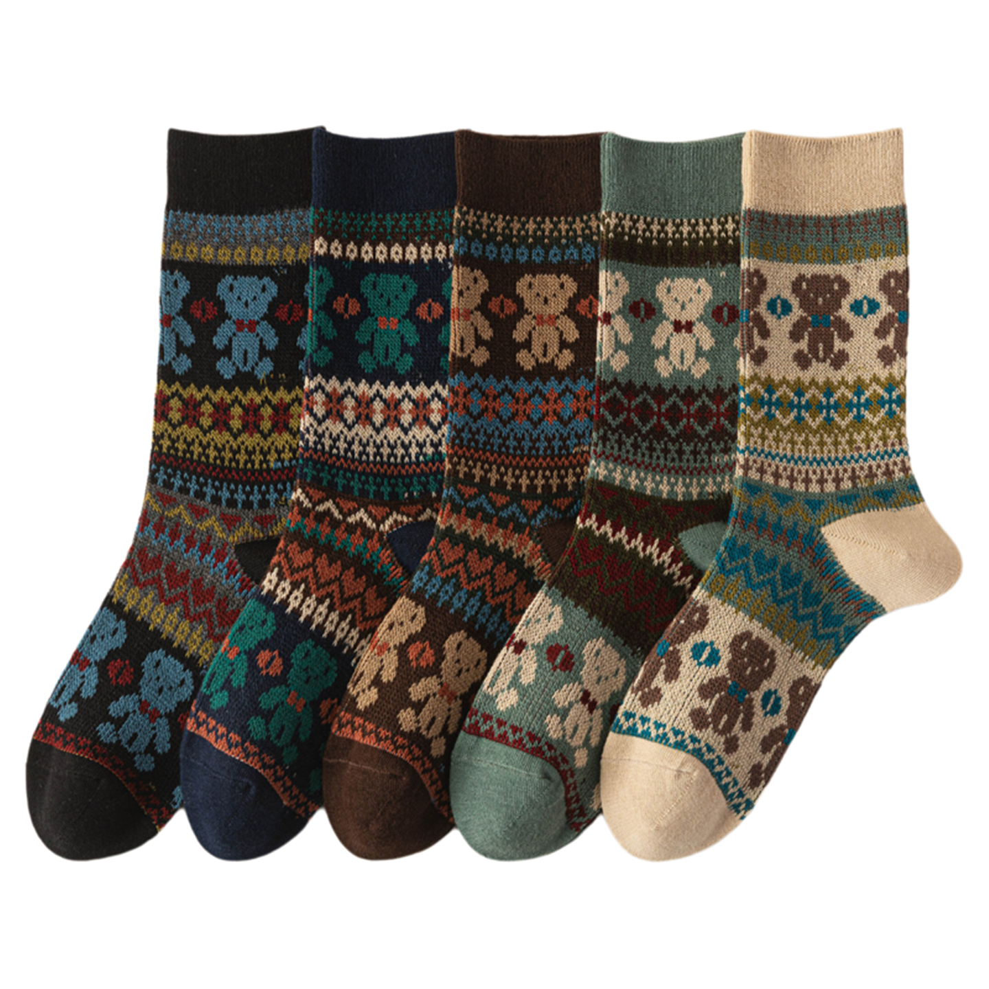 Findszx | Double-Knit Mid-Calf Cotton Socks for Women, Reversible Style, Autumn & Winter Everyday Wear