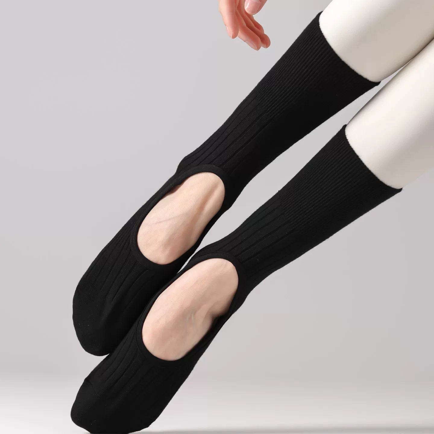 Findszx | Women’s Backless Ballet-Inspired Mid-Calf Yoga Socks with Grip for Pilates & Dance