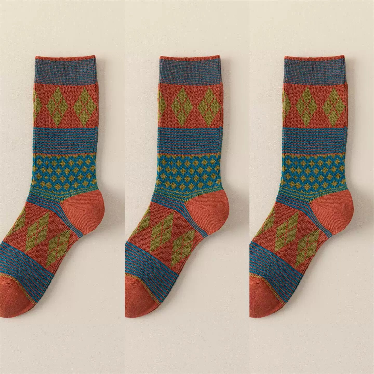 Findszx | Women’s Double-Knit Mid-Calf Cotton Socks with Soft Pile Texture for Spring & Autumn Wear