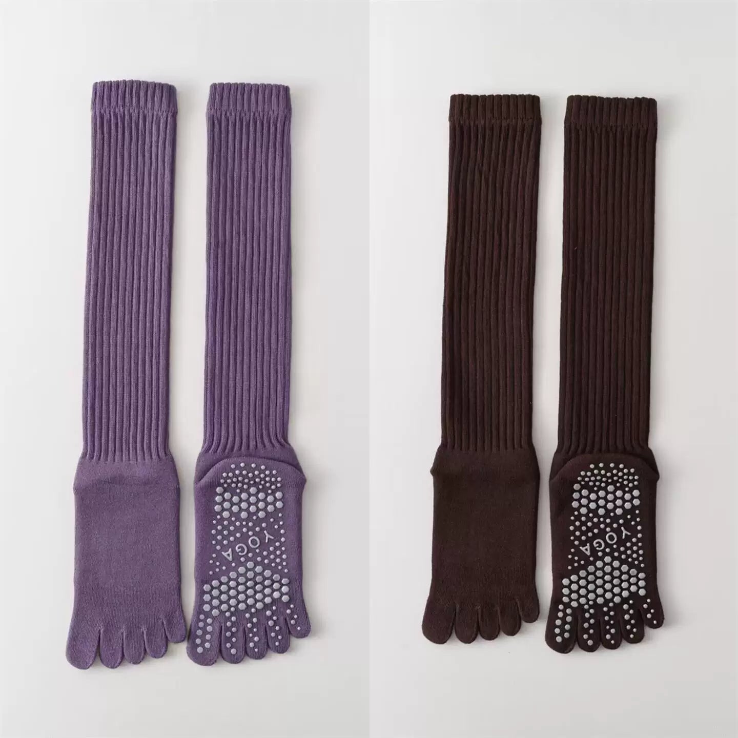 Findszx | Women’s Warm Long-Calf Five-Toe Yoga Socks with Grip for Pilates & Indoor Fitness