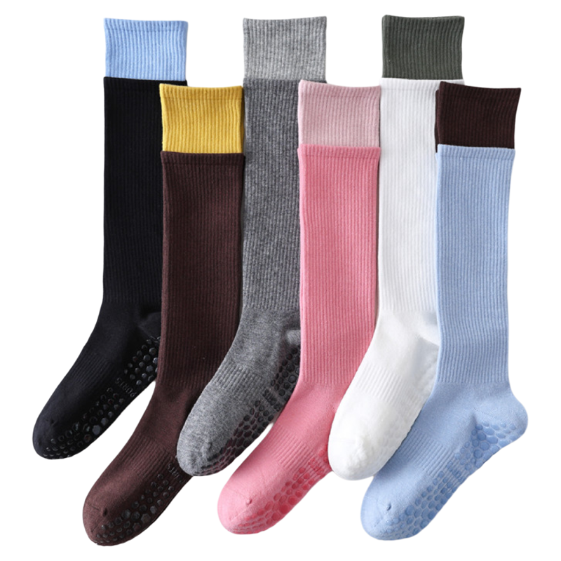 Findszx | Long Calf Yoga Socks with Double-Cuff Design, Indoor Activity & Pilates Wear
