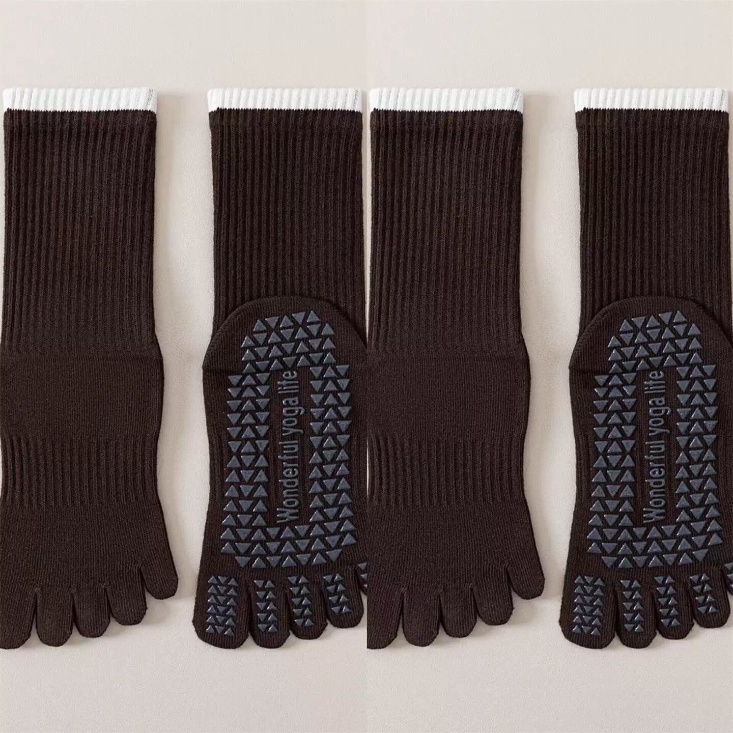 Findszx | Women’s Striped Five-Toe Yoga Socks with Grip for Pilates, Dance & Indoor Fitness