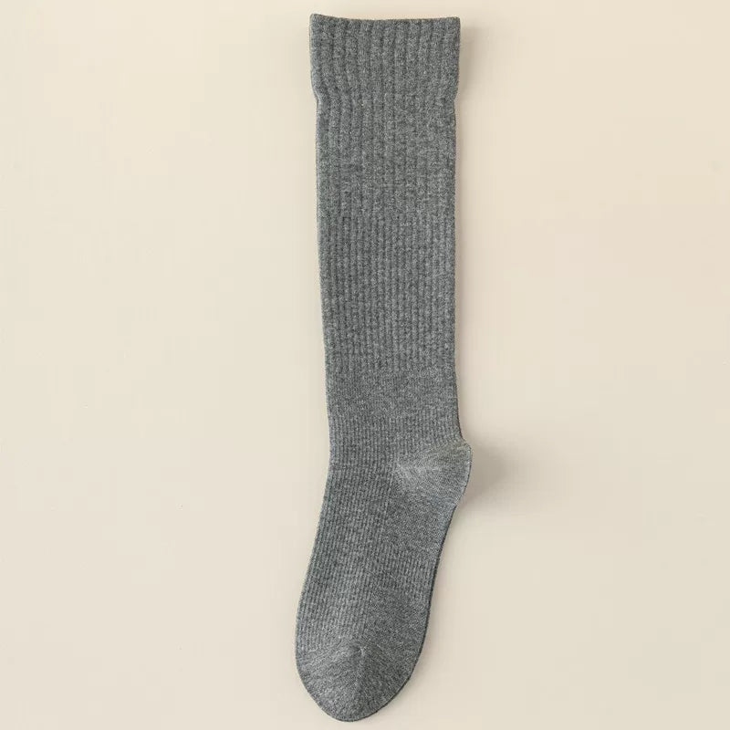 Findszx | Women’s Striped Knee-Length Cotton Socks with Seamless Knit for Spring & Autumn Wear