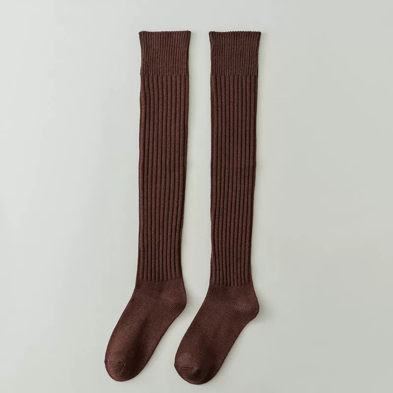 Findszx | Women’s Over-the-Knee Ribbed Cotton Socks with Soft Texture for Autumn & Winter Wear