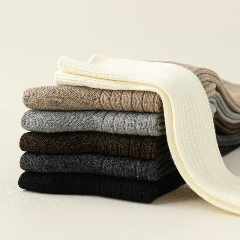 Double-Needle Calf Socks For Women In Spring And Autumn Thin Striped Pressure Slimming Solid Color Jk Versatile Knee-Length Wide Striped Stockings