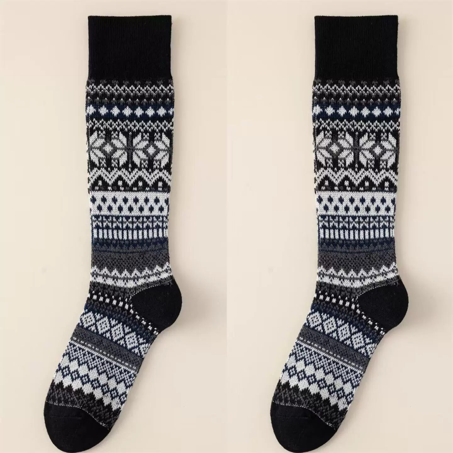 Findszx | Women’s Double-Knit Calf Cotton Socks in Warm Neutral Tones for Autumn & Winter Wear
