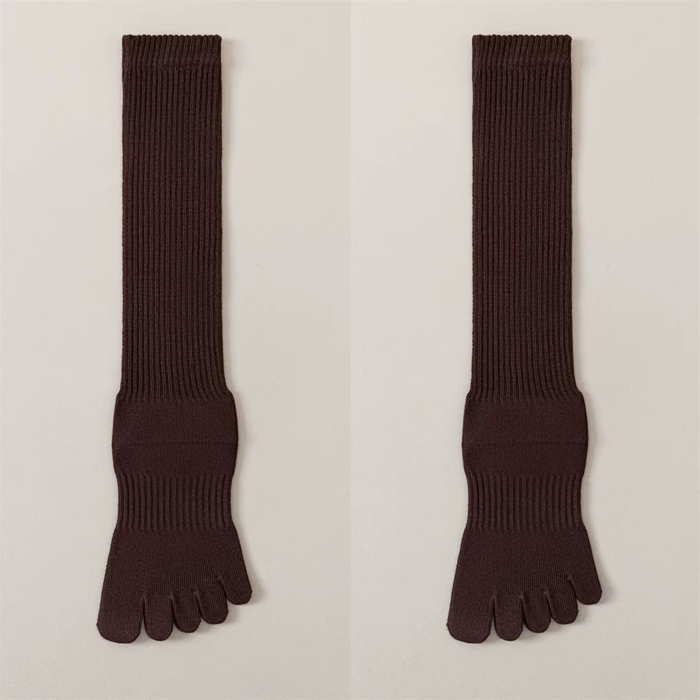 Findszx | Women’s Split-Toe Long Calf Socks in Warm Neutral Tones for Spring & Autumn Styling
