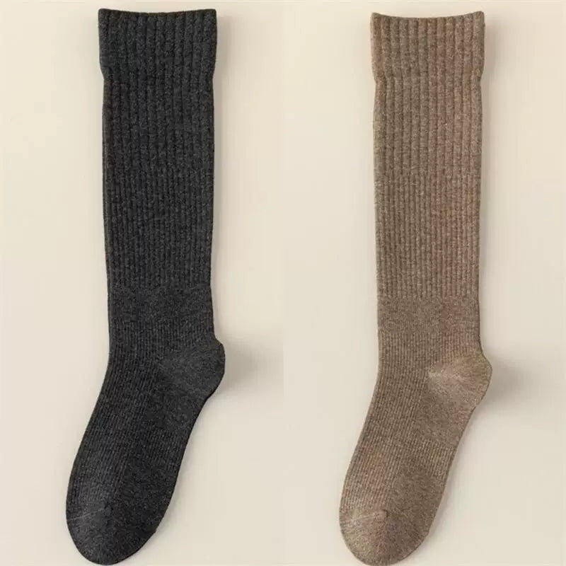 Findszx | Women’s Striped Knee-Length Cotton Socks with Seamless Knit for Spring & Autumn Wear