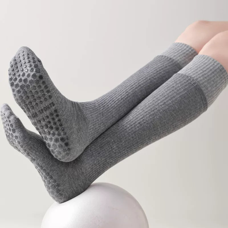 Findszx | Long Calf Yoga Socks with Double-Cuff Design, Indoor Activity & Pilates Wear