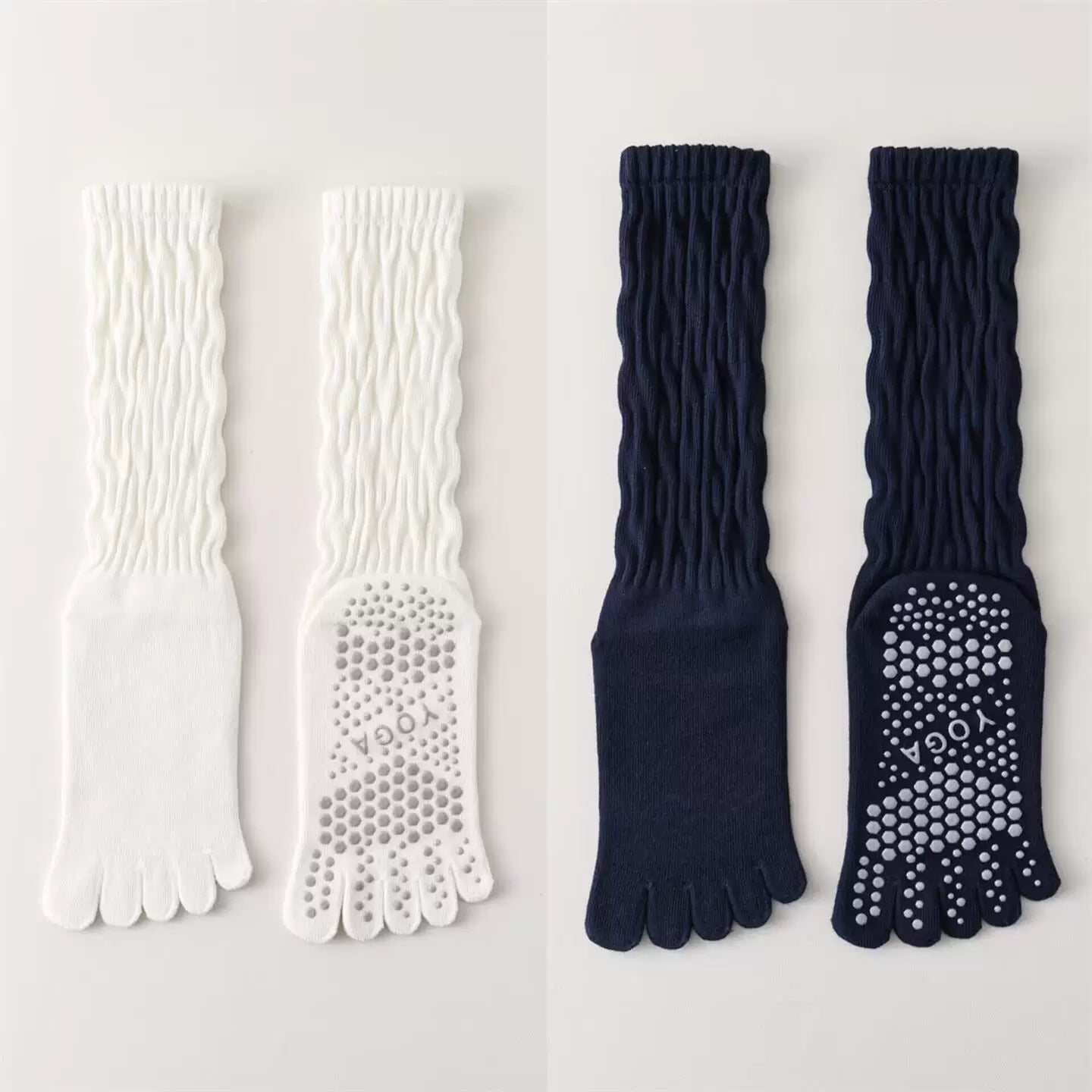 Findszx | Five-Toe Calf Socks for Yoga & Pilates Wear, Clean Minimal Design, Everyday Active Style