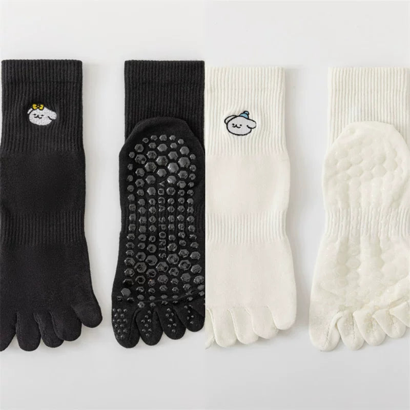 Findszx | Women’s Mid-Calf Five-Toe Cotton Yoga Socks with Grip for Pilates & Indoor Training