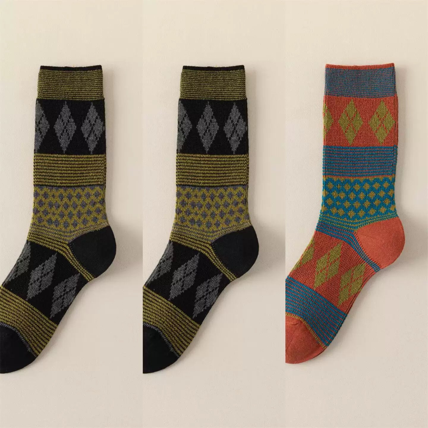 Findszx | Women’s Double-Knit Mid-Calf Cotton Socks with Soft Pile Texture for Spring & Autumn Wear