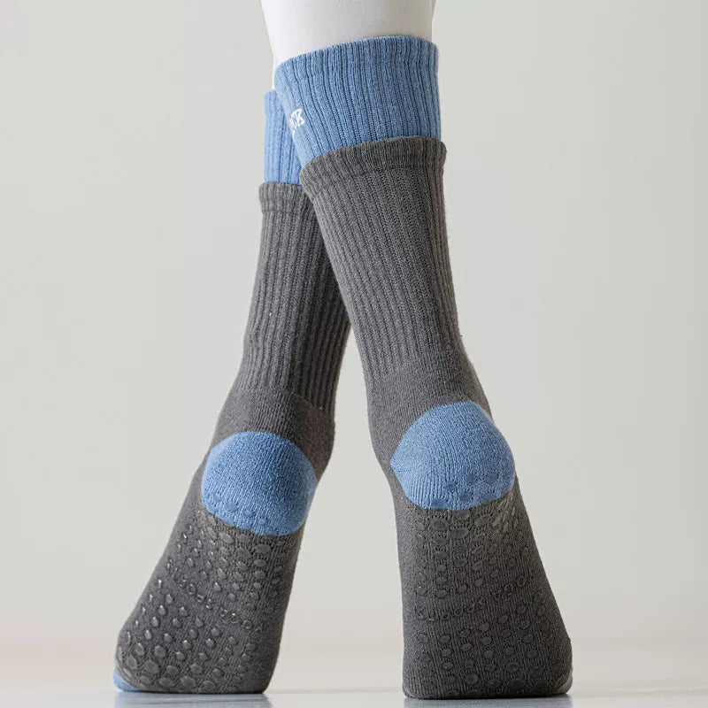 Findszx | Women’s Cushioned Mid-Calf Cotton Yoga Socks with Grip for Pilates & Indoor Fitness