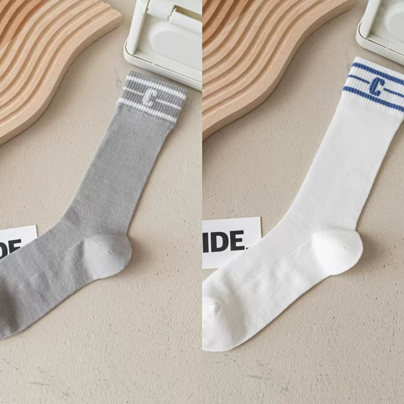 Findszx | Women’s Ultra-Light Mid-Calf Mesh Cotton Socks with Letter Detail for Spring & Summer Wear