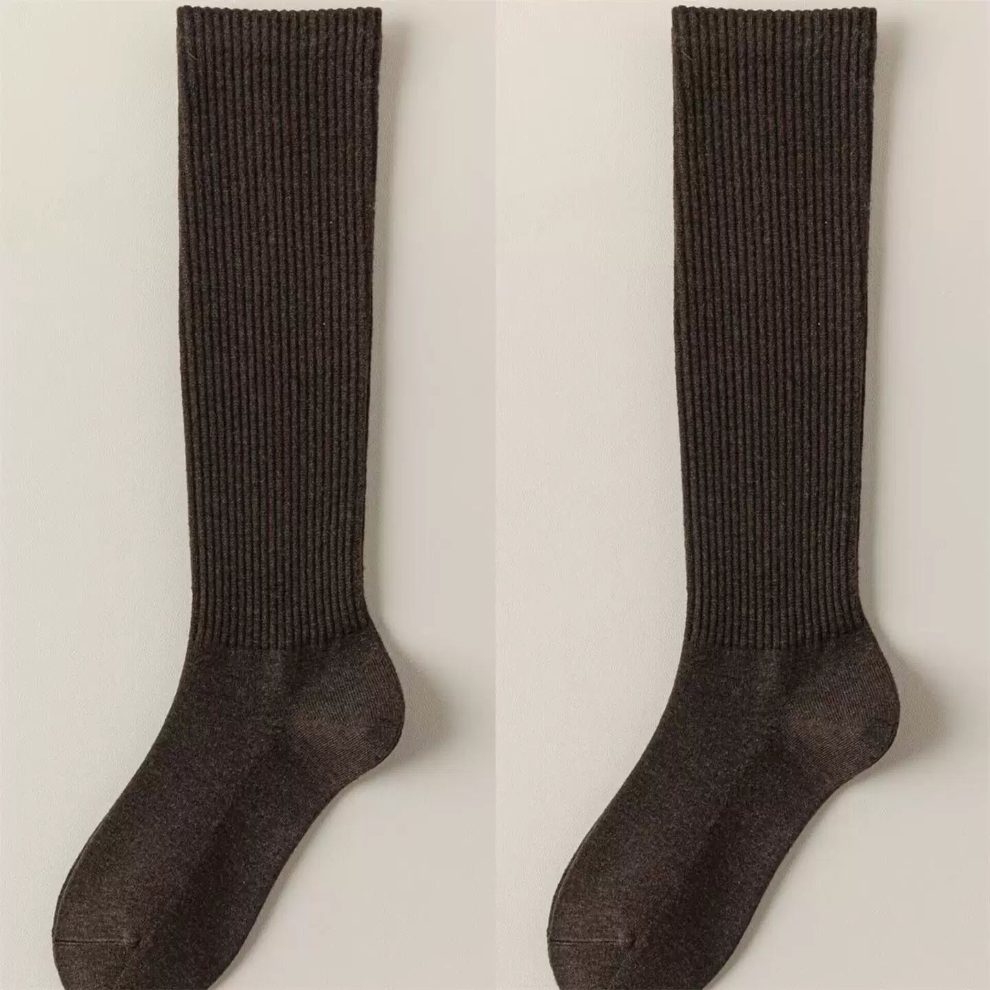 Findszx | Women’s Warm Wool-Blend Knee-High Socks with Striped Design for Autumn & Winter Wear