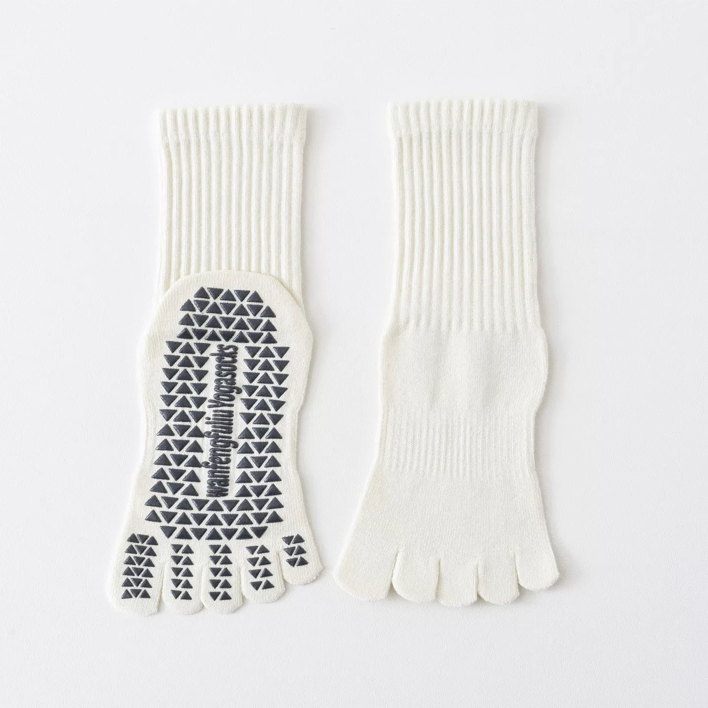 Findszx | Women’s Solid Color Mid-Calf Five-Toe Yoga Socks with Grip for Pilates & Indoor Fitness