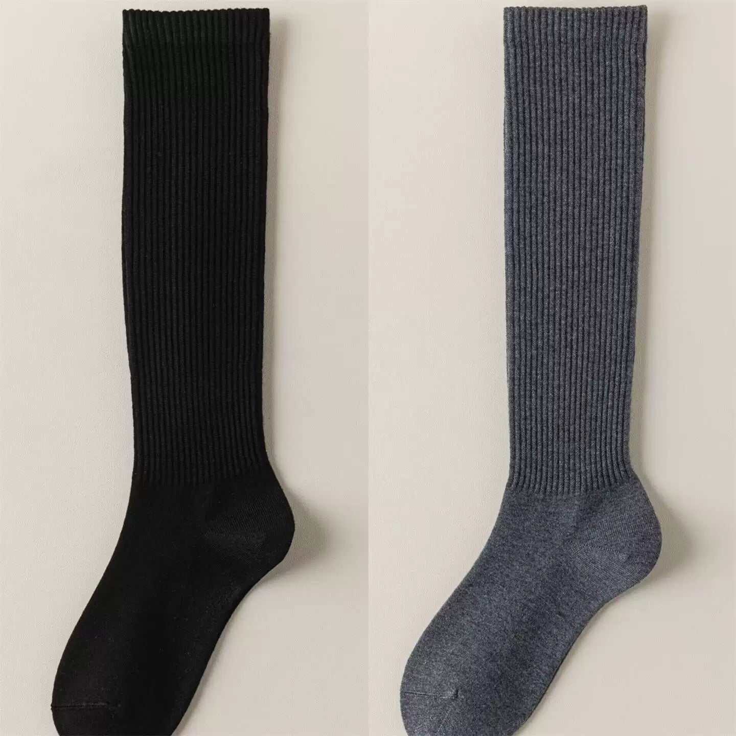 Findszx | Women’s Warm Wool-Blend Knee-High Socks with Striped Design for Autumn & Winter Wear