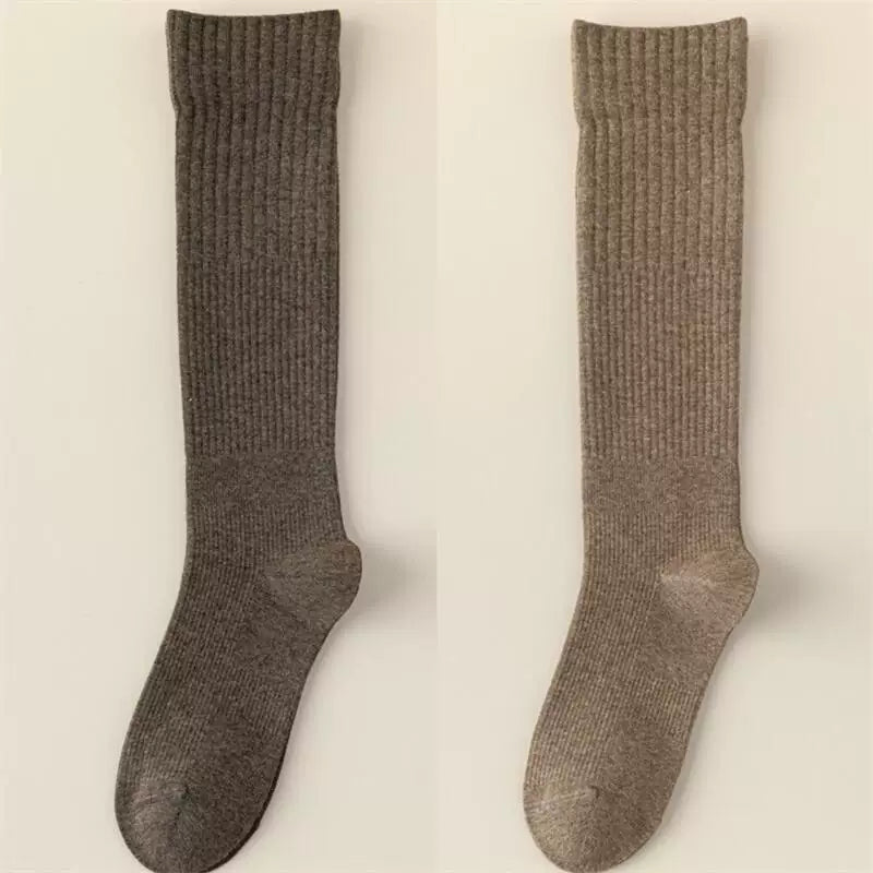 Findszx | Women’s Striped Knee-Length Cotton Socks with Seamless Knit for Spring & Autumn Wear