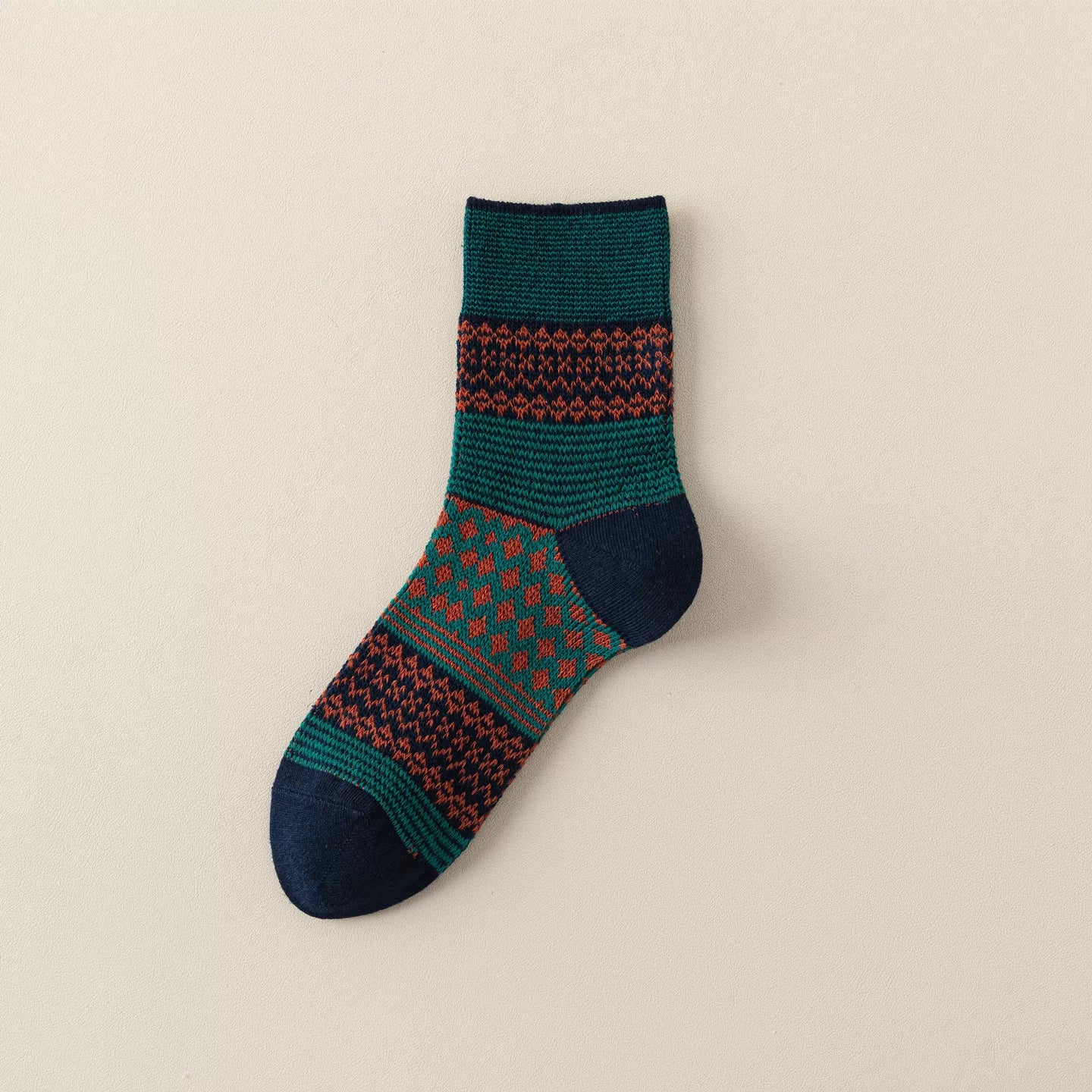 Findszx | Women’s Mid-Calf Cotton Socks with Double-Knit Pile Texture for Autumn & Winter Wear