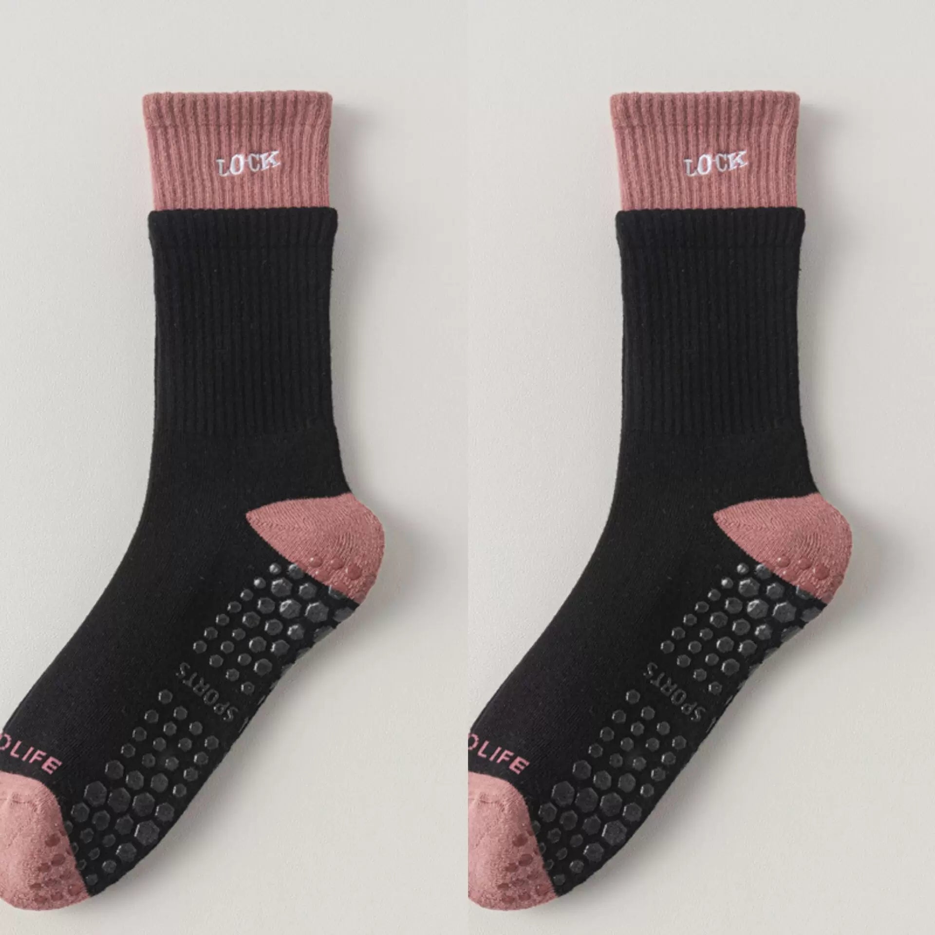 Findszx | Women’s Cushioned Mid-Calf Cotton Yoga Socks with Grip for Pilates & Indoor Fitness