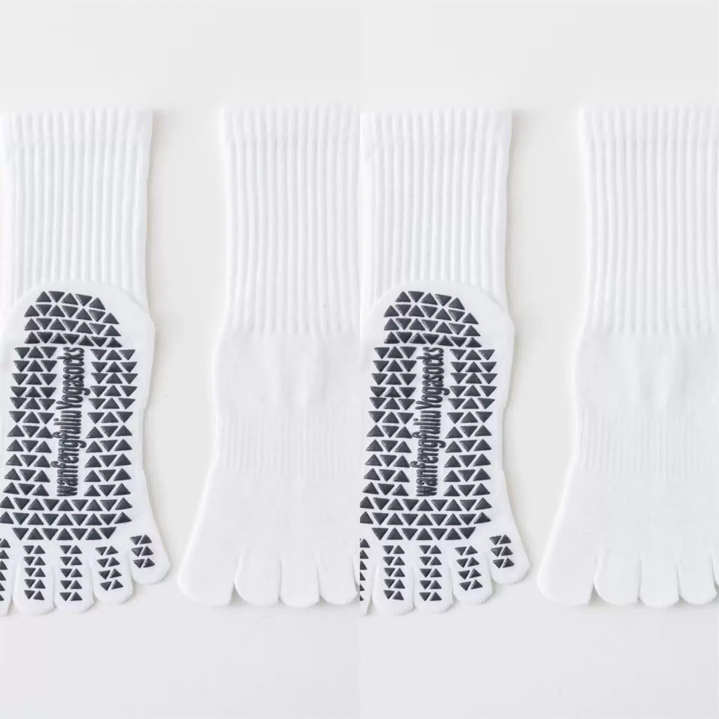 Findszx | Women’s Solid Color Mid-Calf Five-Toe Yoga Socks with Grip for Pilates & Indoor Fitness