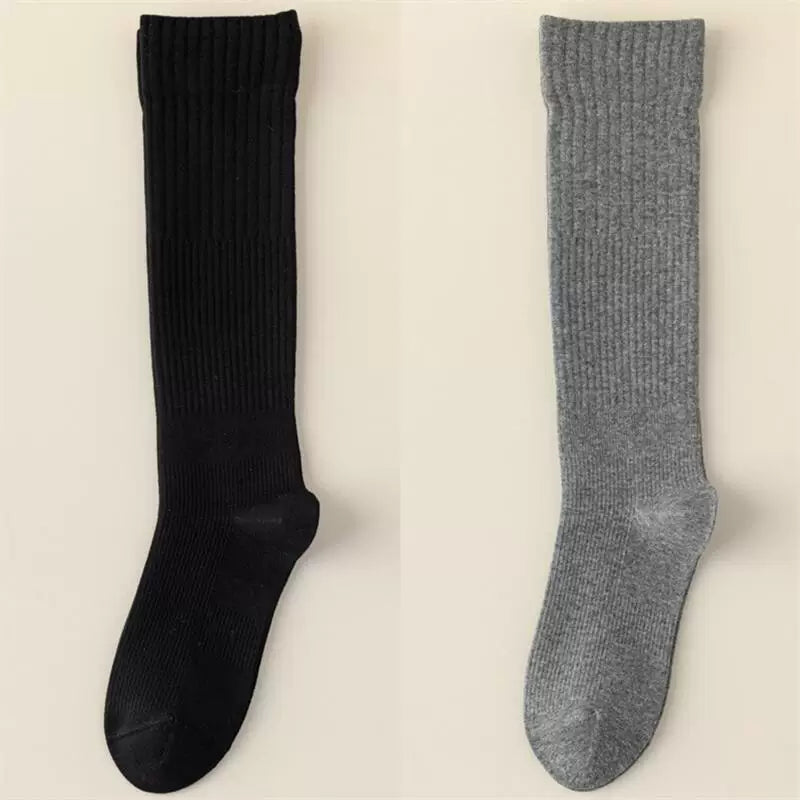 Findszx | Women’s Striped Knee-Length Cotton Socks with Seamless Knit for Spring & Autumn Wear