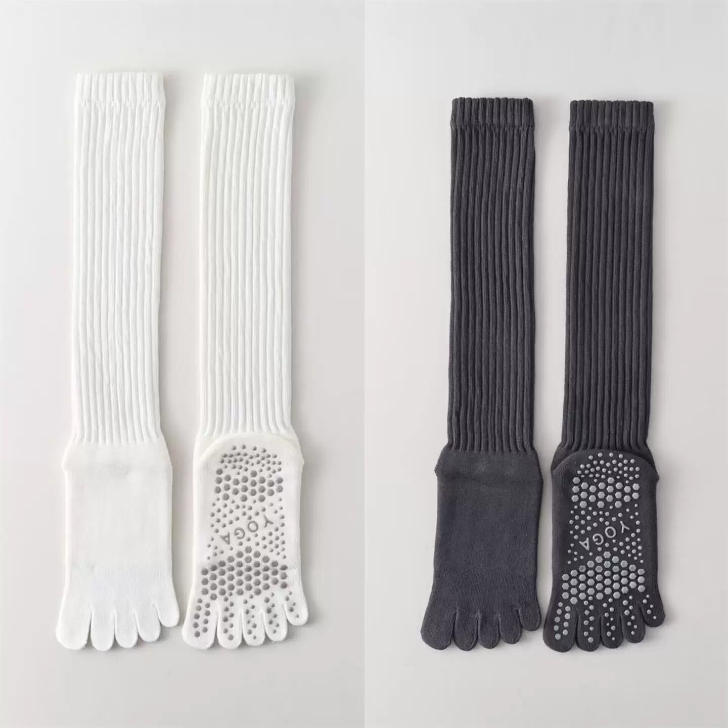 Findszx | Women’s Warm Long-Calf Five-Toe Yoga Socks with Grip for Pilates & Indoor Fitness