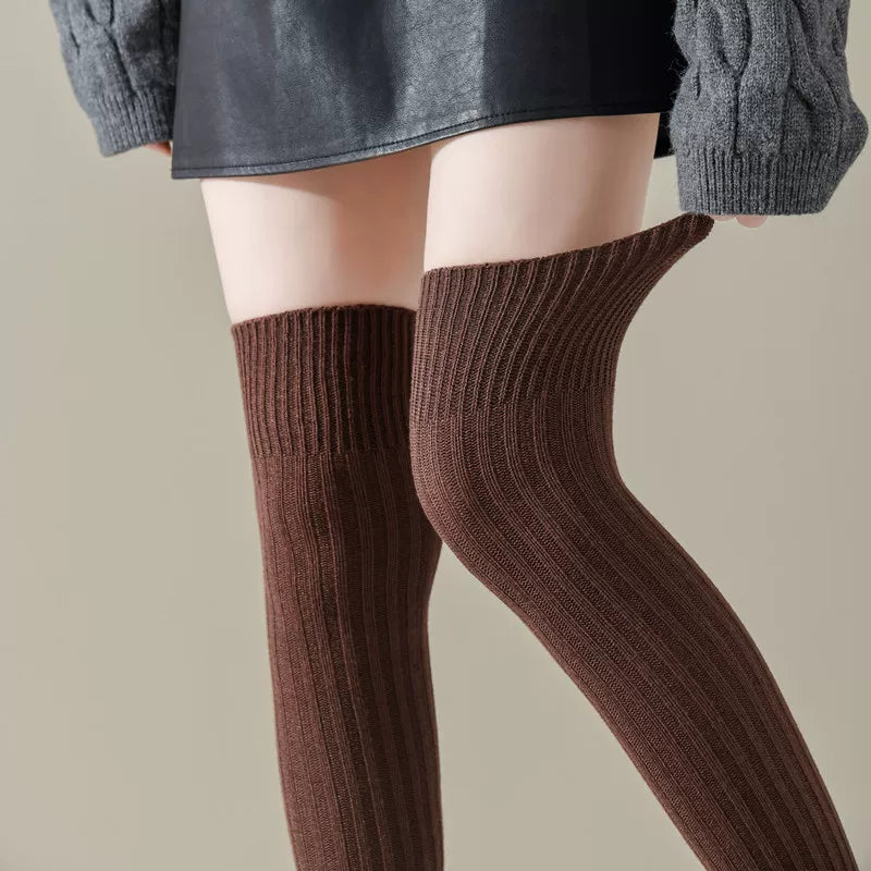 Findszx | Women’s Over-the-Knee Ribbed Cotton Socks with Soft Texture for Autumn & Winter Wear