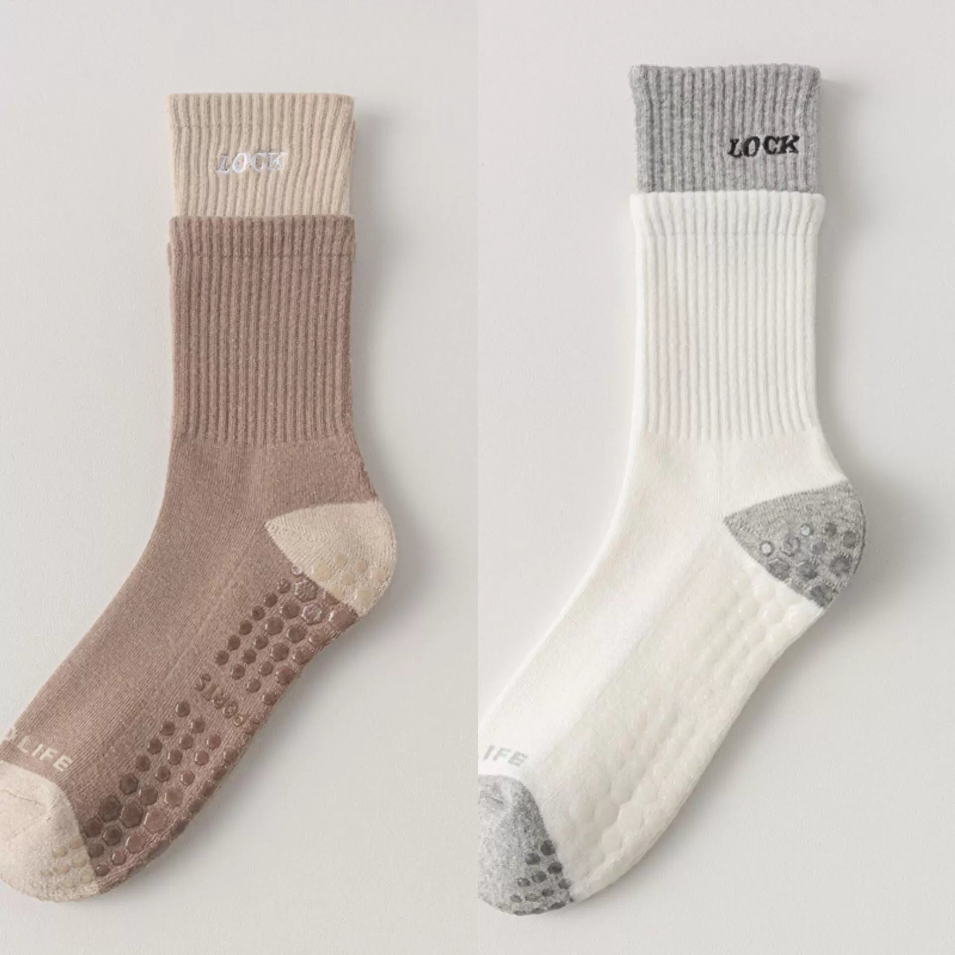 Findszx | Women’s Cushioned Mid-Calf Cotton Yoga Socks with Grip for Pilates & Indoor Fitness