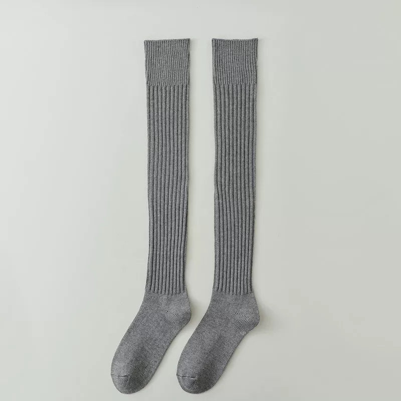 Findszx | Women’s Over-the-Knee Ribbed Cotton Socks with Soft Texture for Autumn & Winter Wear