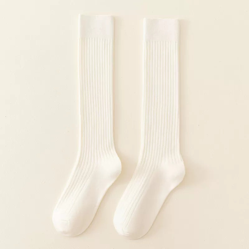 Autumn And Winter Ballet Wide Calf Socks For Women, Korean Version Jk Thickened Long Over-The-Knee Socks, Slim Vertical Strips, Non-Slip High Socks, Cotton