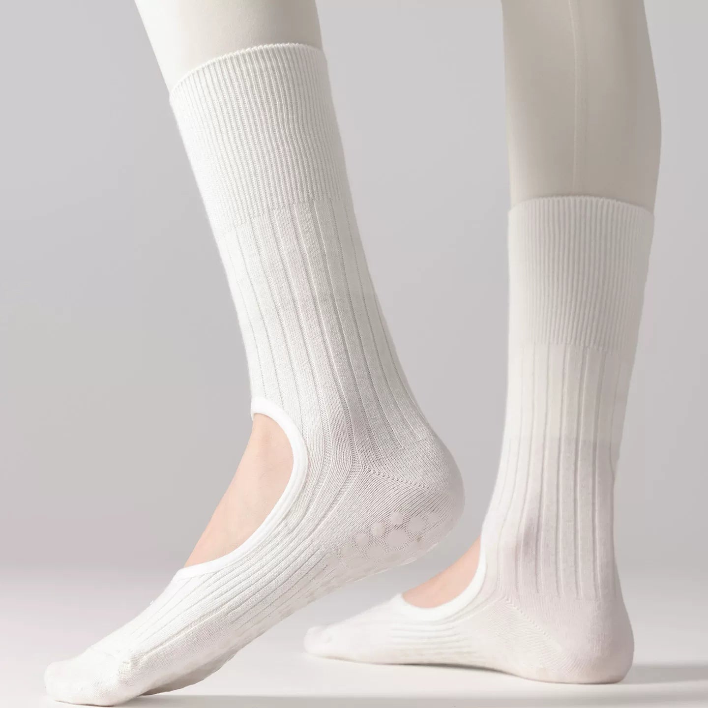 Findszx | Women’s Backless Ballet-Inspired Mid-Calf Yoga Socks with Grip for Pilates & Dance