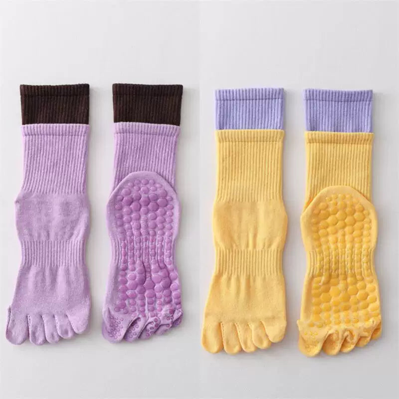 Findszx | Women’s Mid-Calf Five-Toe Yoga Socks with Grip for Pilates, Dance & Indoor Training