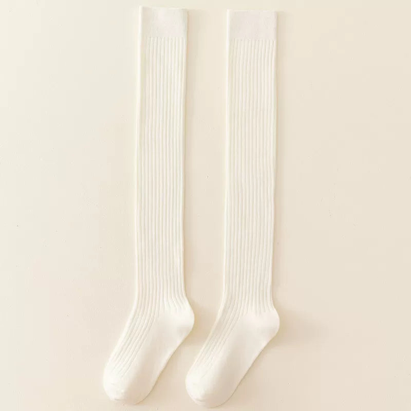 Autumn And Winter Ballet Wide Calf Socks For Women, Korean Version Jk Thickened Long Over-The-Knee Socks, Slim Vertical Strips, Non-Slip High Socks, Cotton