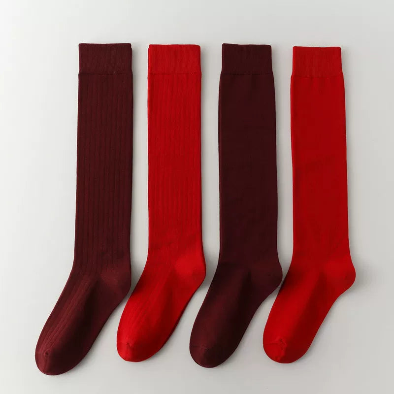 Angora Red Socks Spring And Autumn Female Zodiac Year Red Pile Stockings Burgundy Angora Red Calf Socks Cotton