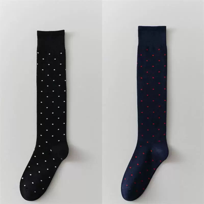 Findszx | Women’s Polka Dot Cotton Calf Socks with Light Pile Texture for Spring & Autumn Wear