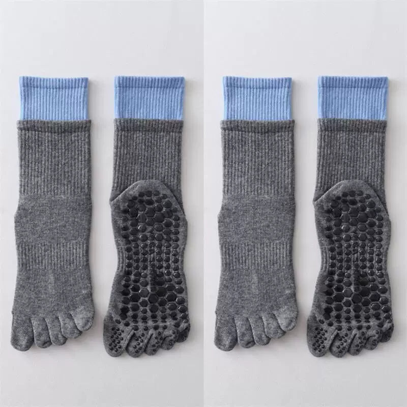 Findszx | Women’s Mid-Calf Five-Toe Yoga Socks with Grip for Pilates, Dance & Indoor Training