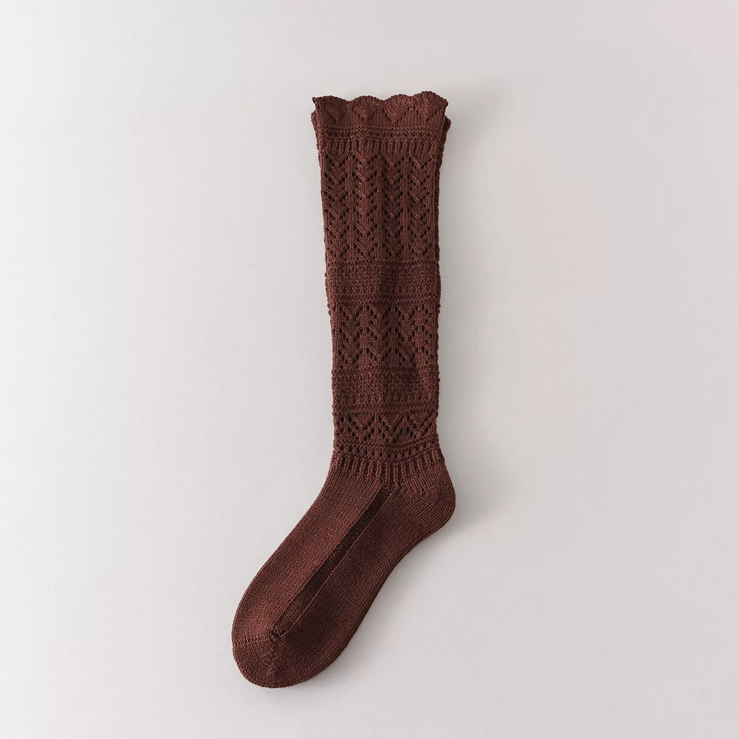 Findszx | Women’s Retro Wool-Blend Lace Calf Socks with Open-Knit Texture for Autumn & Winter Wear