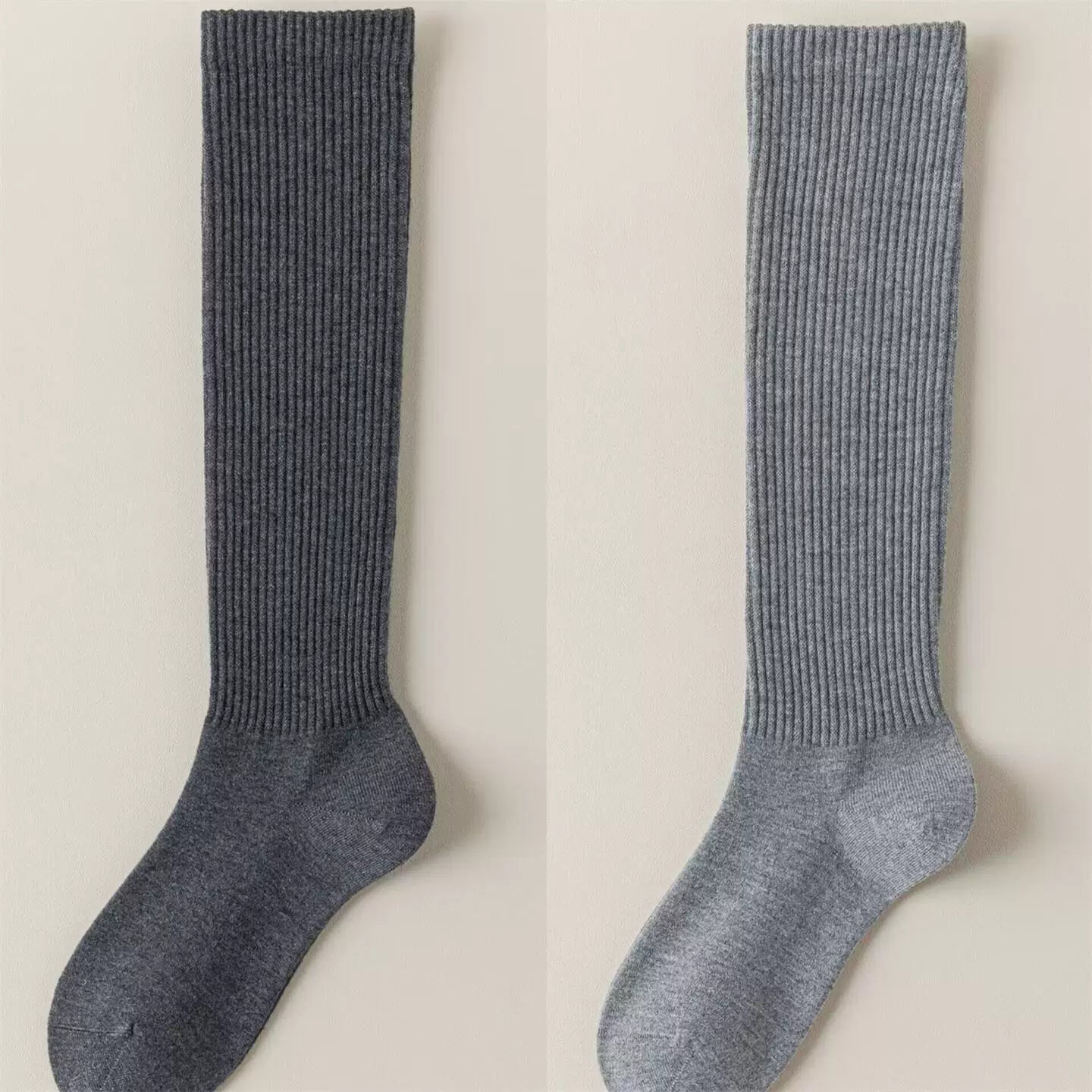 Findszx | Women’s Warm Wool-Blend Knee-High Socks with Striped Design for Autumn & Winter Wear