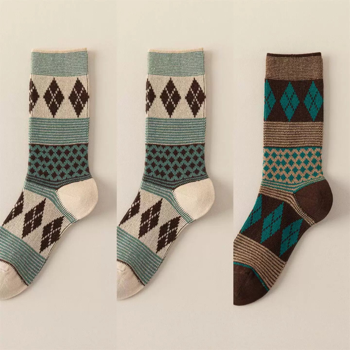 Findszx | Women’s Double-Knit Mid-Calf Cotton Socks with Soft Pile Texture for Spring & Autumn Wear