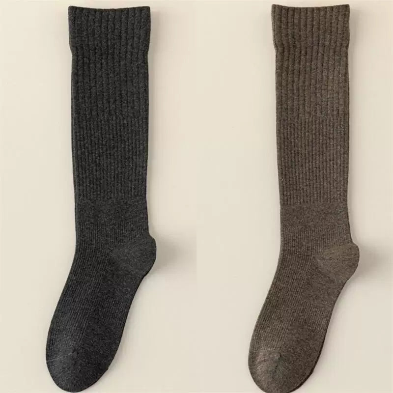 Findszx | Women’s Striped Knee-Length Cotton Socks with Seamless Knit for Spring & Autumn Wear
