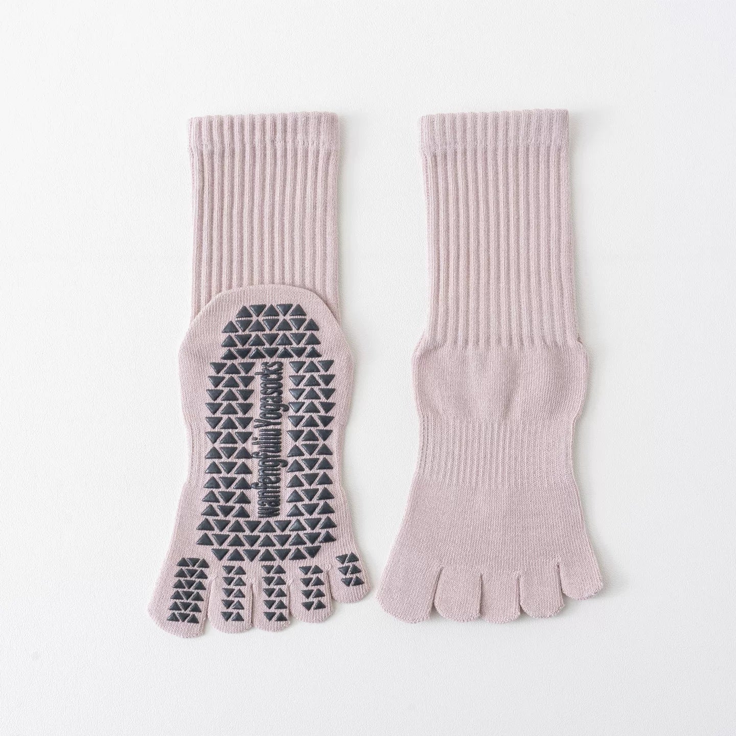 Findszx | Women’s Solid Color Mid-Calf Five-Toe Yoga Socks with Grip for Pilates & Indoor Fitness