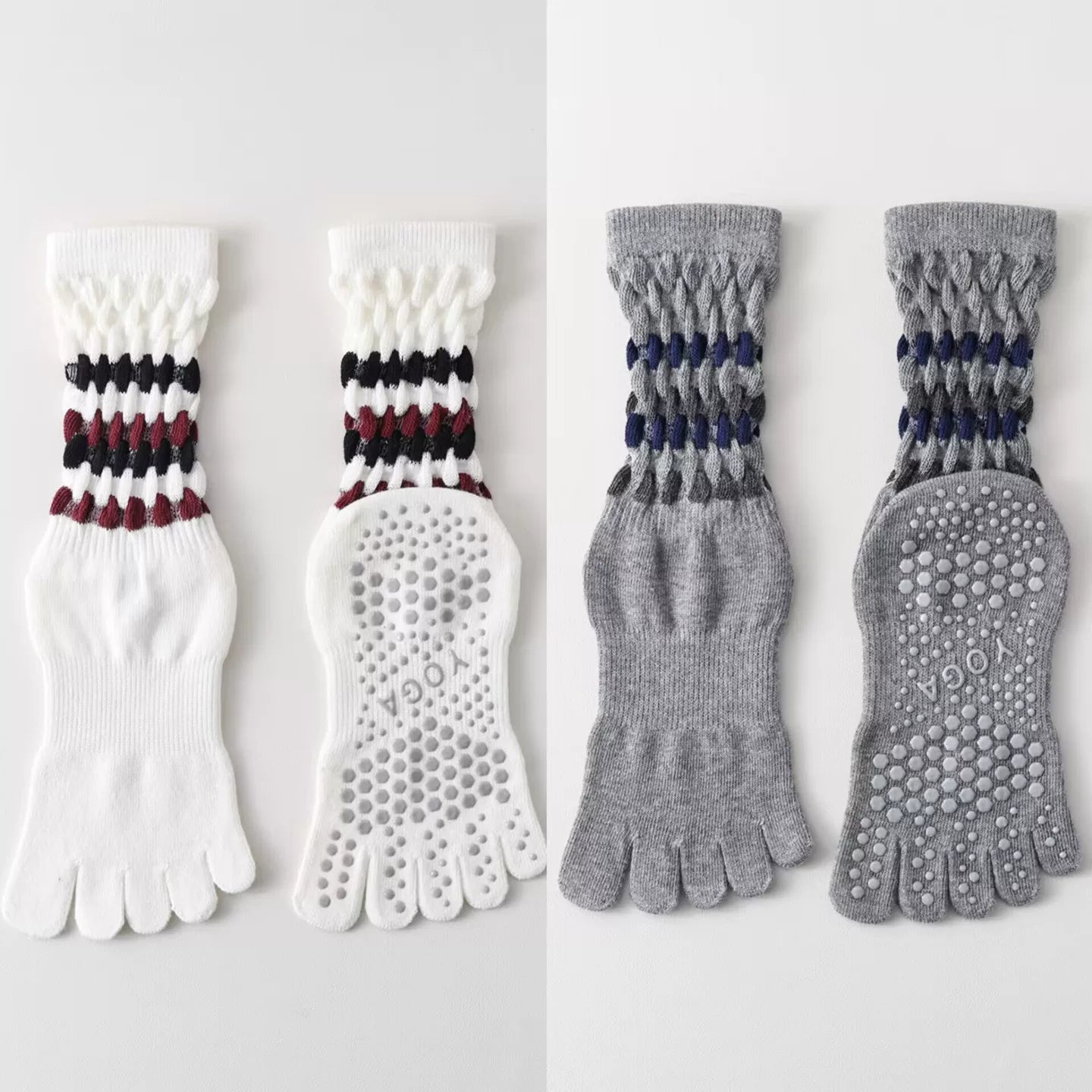 Findszx | Women’s Cotton Five-Toe Yoga Socks with Grip for Pilates, Studio Training & Indoor Fitness