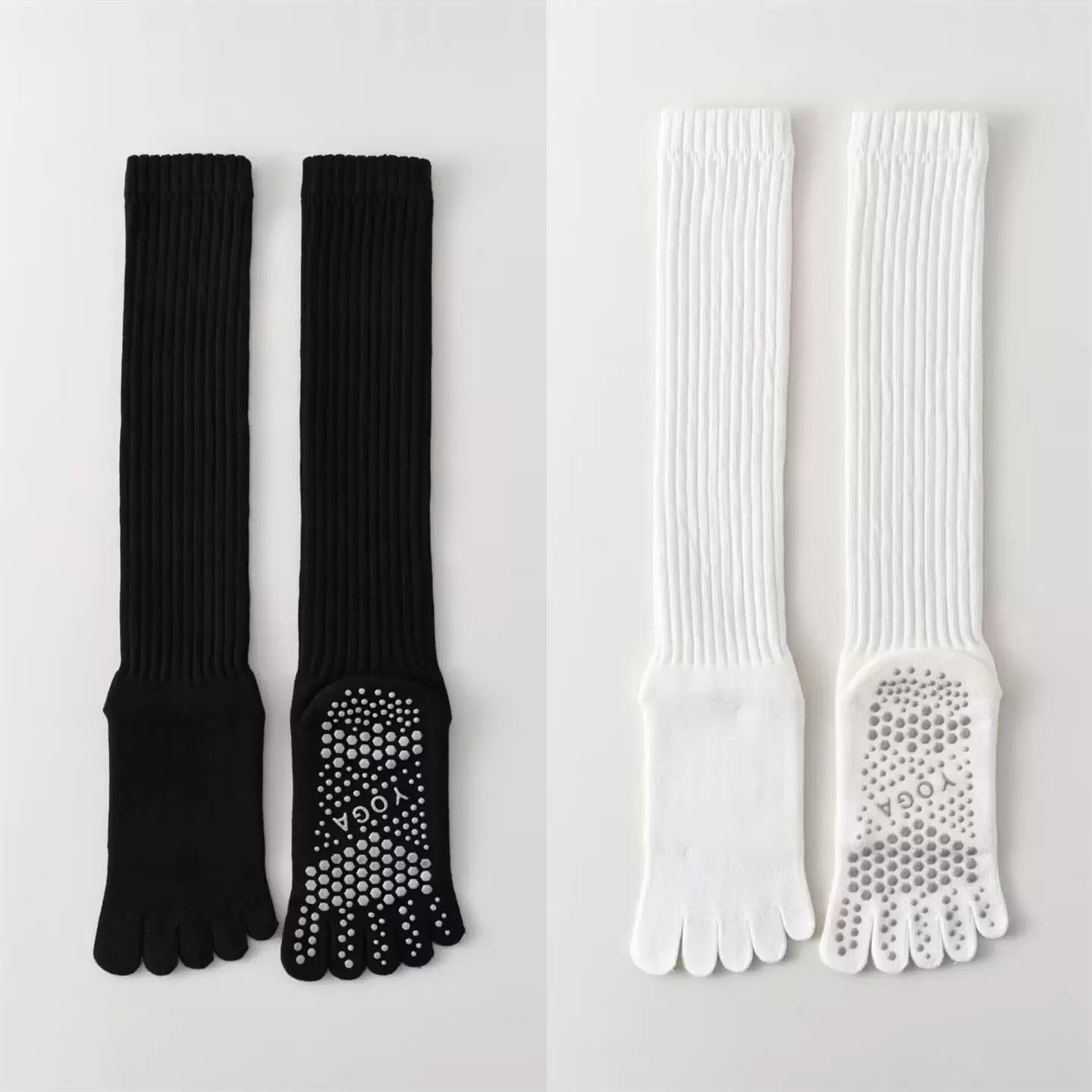 Findszx | Women’s Warm Long-Calf Five-Toe Yoga Socks with Grip for Pilates & Indoor Fitness